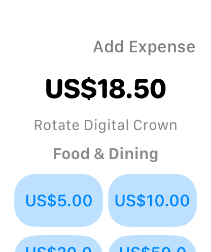 Amount entry screen