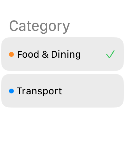 Category pick screen