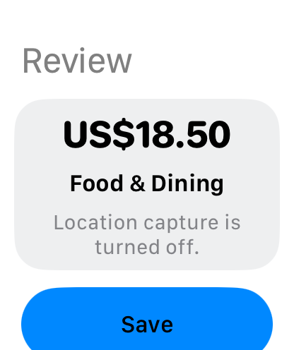 Review and save screen